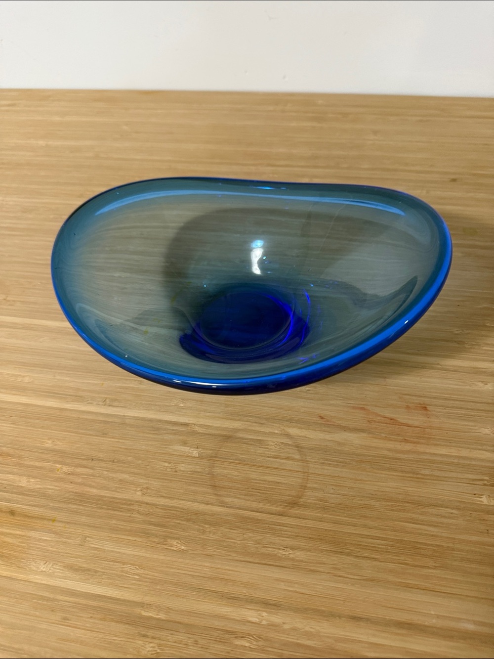 IKEA Deep Blue Curved Glass Bowl